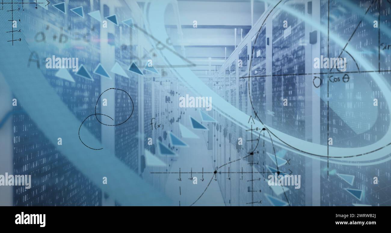 Immagine dell'elaborazione dei dati nella sala server Foto Stock