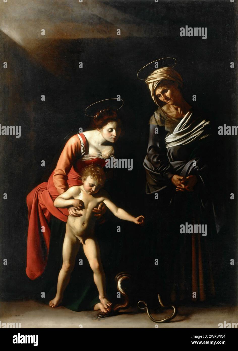 Michelangelo Merisi da Caravaggio - Madonna con bambino e San Anne Foto Stock