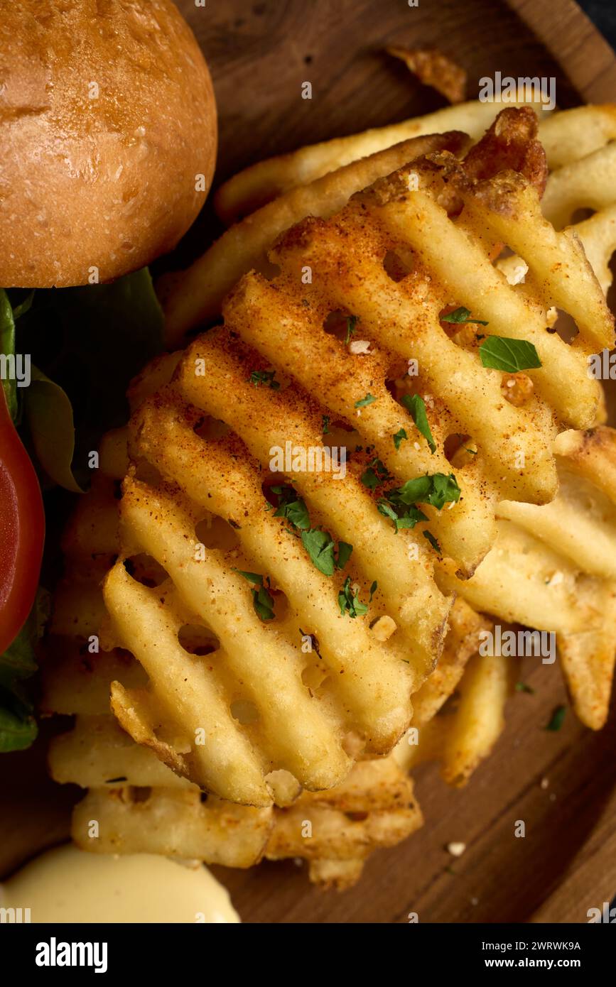 Patatine fritte con waffle giapponesi Foto Stock
