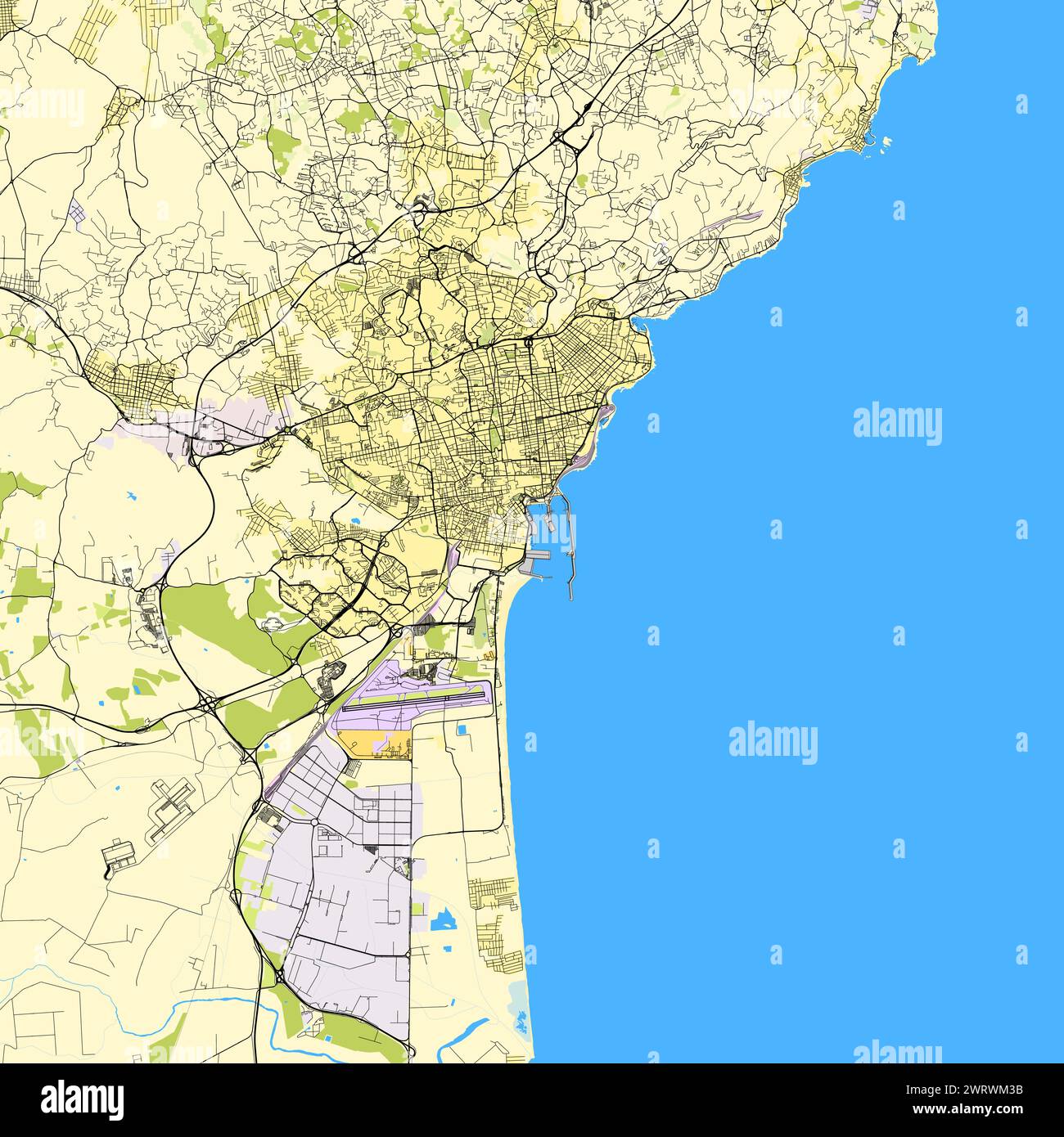 Mappa della città metropolitana di Catania, Italia Illustrazione Vettoriale