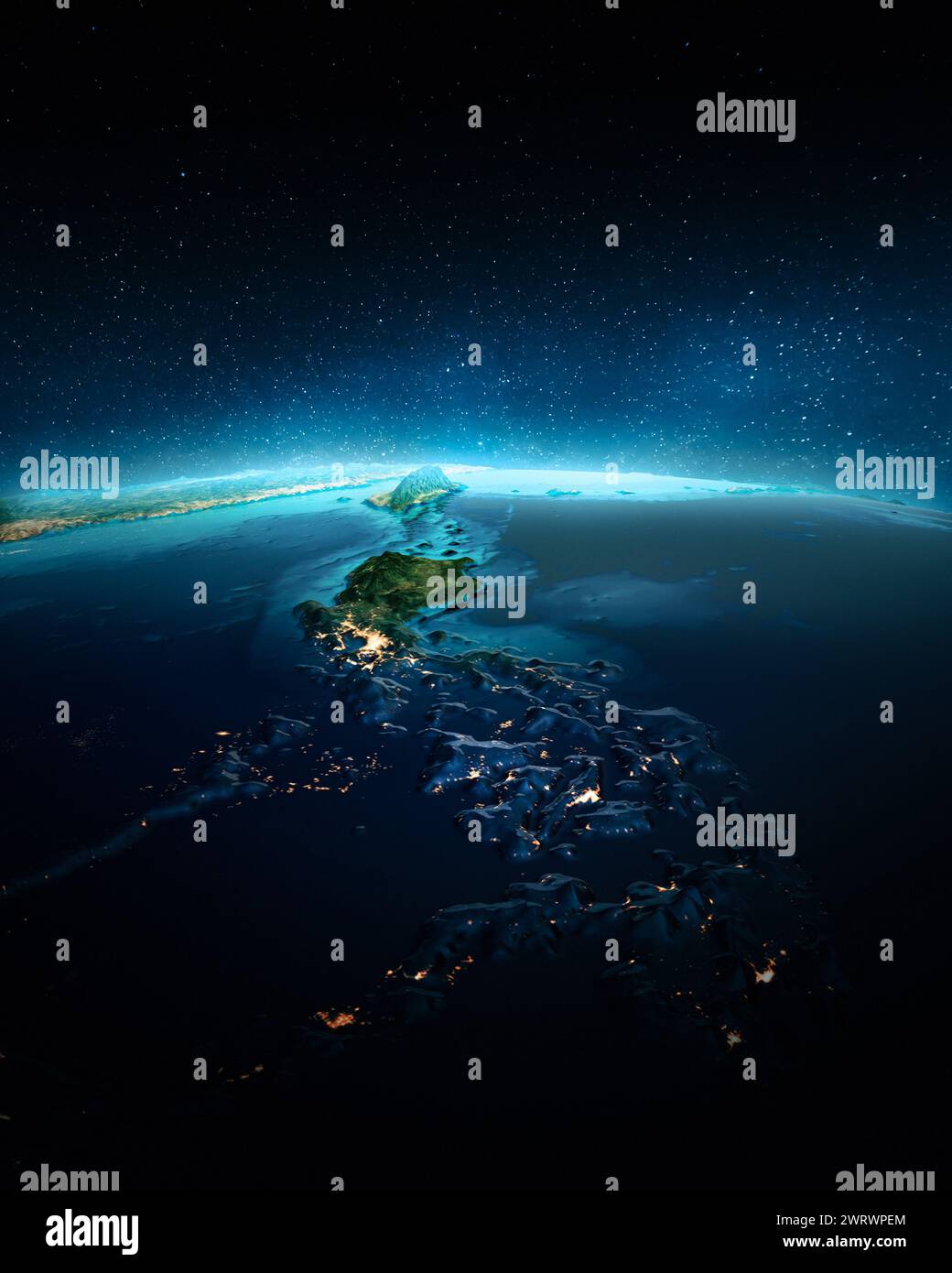 Filippine di notte. Elementi di questa immagine forniti dalla NASA. rendering 3d Foto Stock