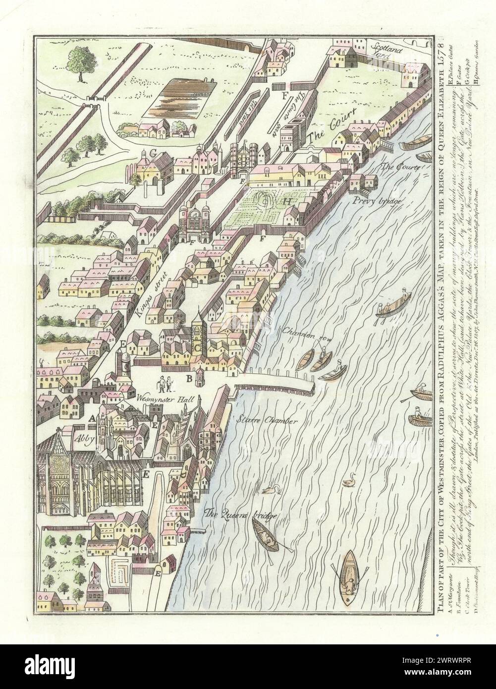 Westminster dalla mappa di Agas… Durante il regno della regina Elisabetta 1578. JT SMITH 1807 Foto Stock