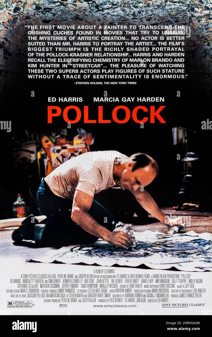 Pollock (2000) diretto da ed Harris e interpretato da ed Harris, marcia Gay Harden e Robert Knott. Biopic sull'artista americano Jackson Pollock base don del romanzo del 1989 Jackson Pollock: An American Saga, scritto da Steven Naifeh e Gregory White Smith. Fotografia di un poster originale da 2000 US a un foglio. ***SOLO PER USO EDITORIALE*** credito: Rilascio di BFA / Sony Pictures Foto Stock