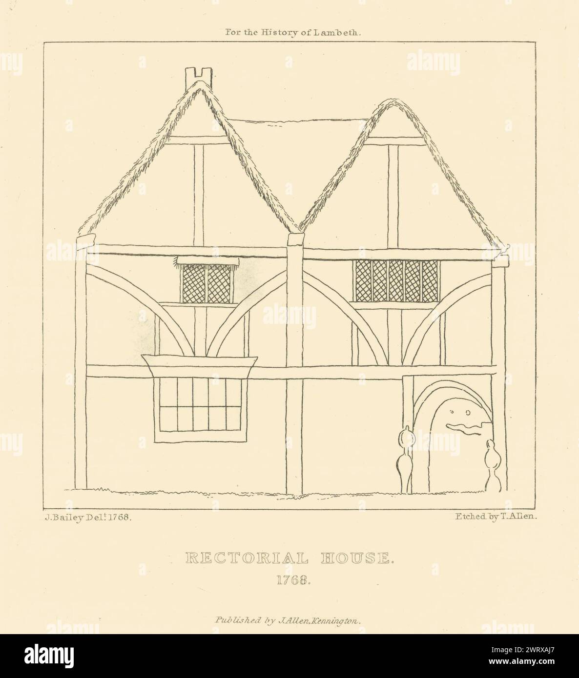 Rectorial House, Church Street [ora Lambeth Road], Lambeth 1768 1827 vecchia stampa Foto Stock