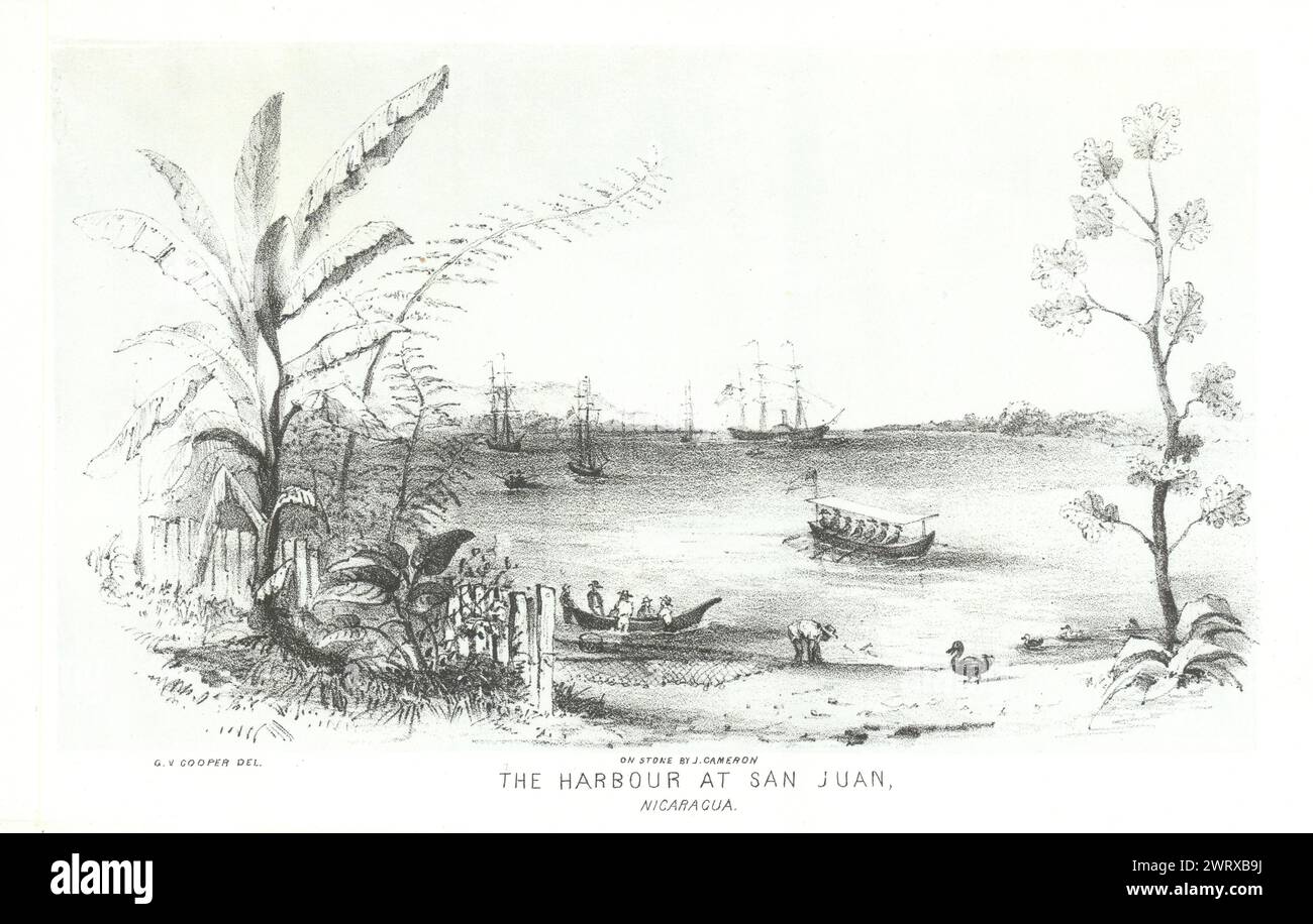 "Il porto di San Juan, Nicaragua", Nicaragua. Litografia di George Cooper 1853 Foto Stock