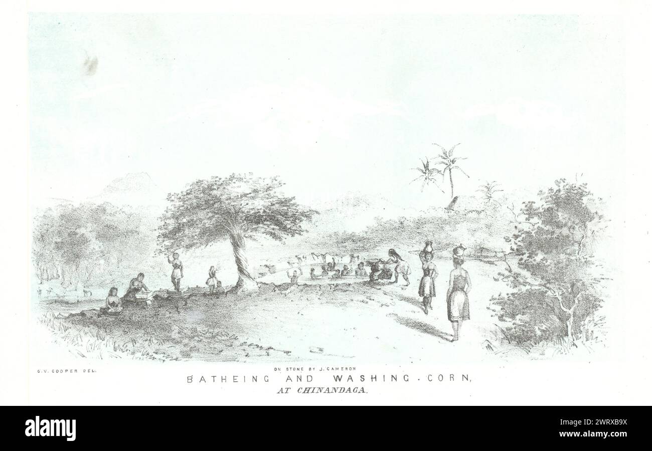 "Batheing e lavaggio granoturco a Chinandaga', Nicaragua. G. Cooper. Chinandega 1853 Foto Stock