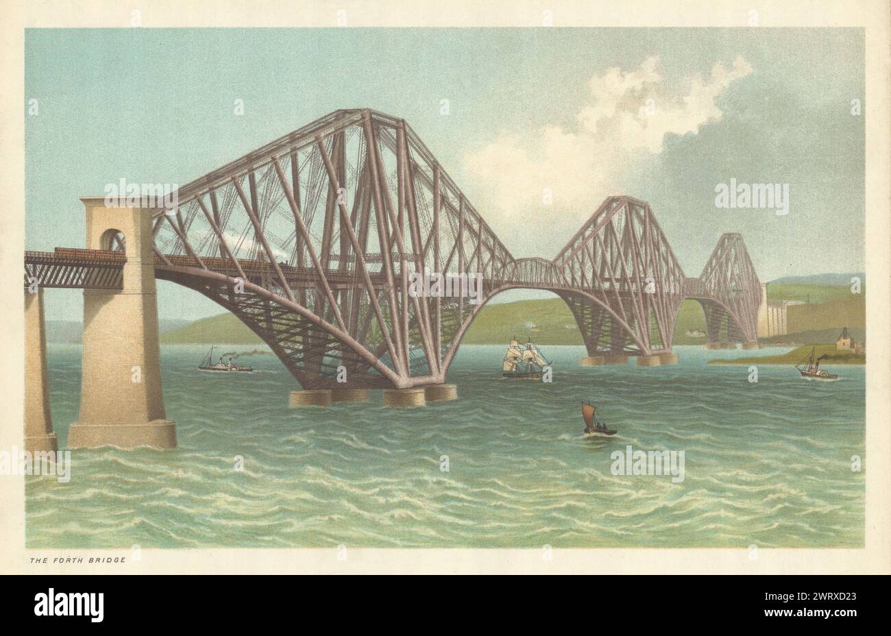 Il Forth Bridge. Scozia antica cromolitografia 1891 vecchia stampa Foto Stock