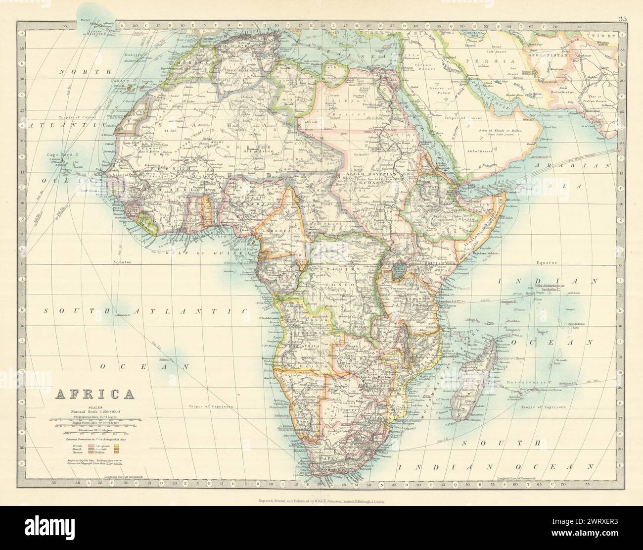 AFRICA COLONIALE. I confini del Kamerun riflettono il Trattato di Fez del 1911. Cartina JOHNSTON 1913 Foto Stock