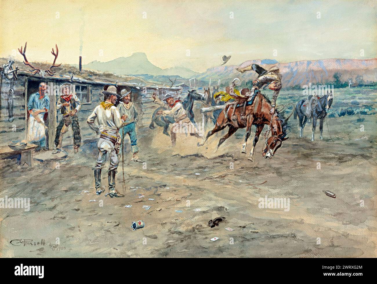 The Tenderfoot (1900) dipinto di Charles Marion Russell Foto Stock