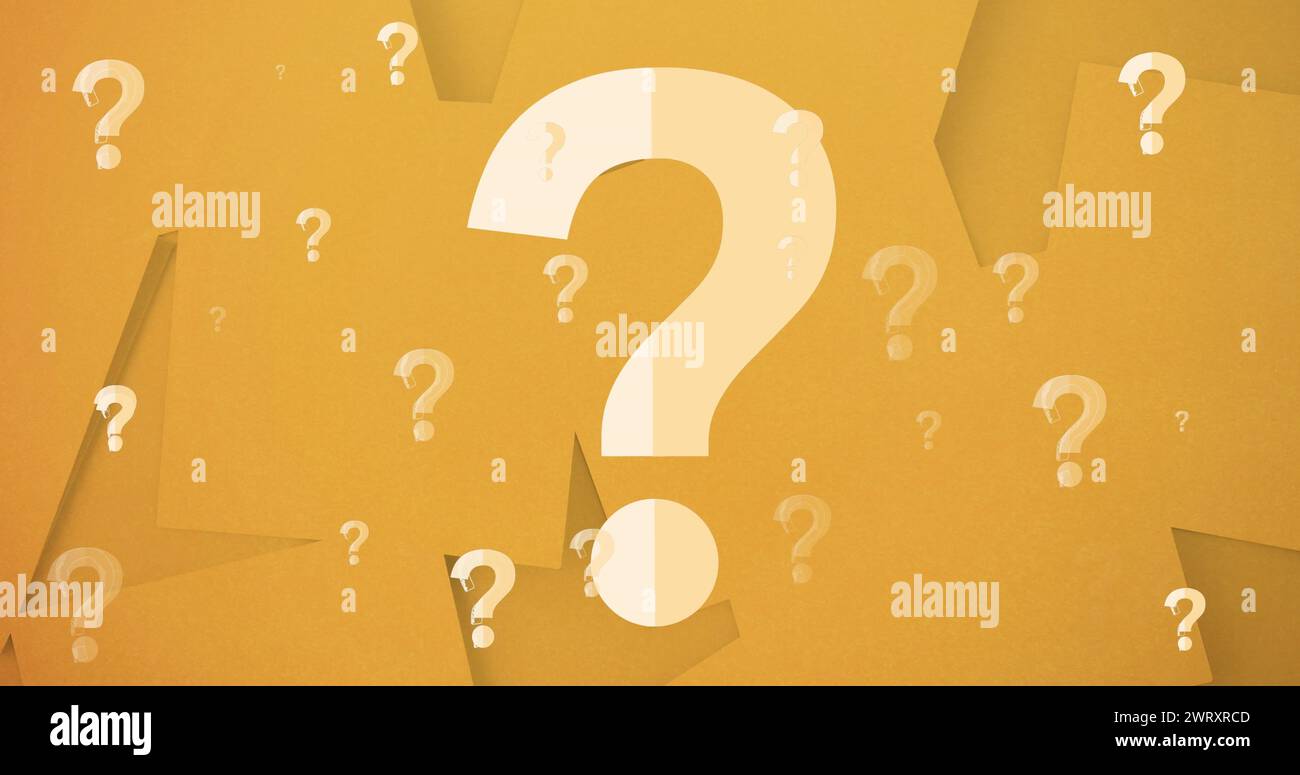 Immagine dei punti interrogativi sulle note dei memo Foto Stock