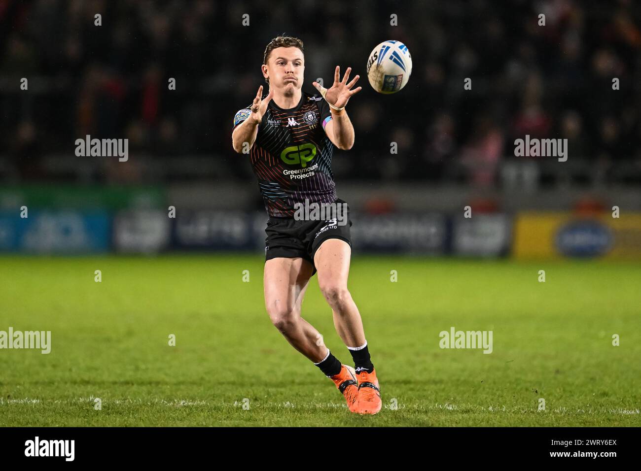 Jai Field of Wigan Warriors in azione durante la partita del 5° turno della Super League Betfred Salford Red Devils vs Wigan Warriors al Salford Community Stadium, Eccles, Regno Unito, 14 marzo 2024 (foto di Craig Thomas/News Images) in, il 14/3/2024. (Foto di Craig Thomas/News Images/Sipa USA) credito: SIPA USA/Alamy Live News Foto Stock