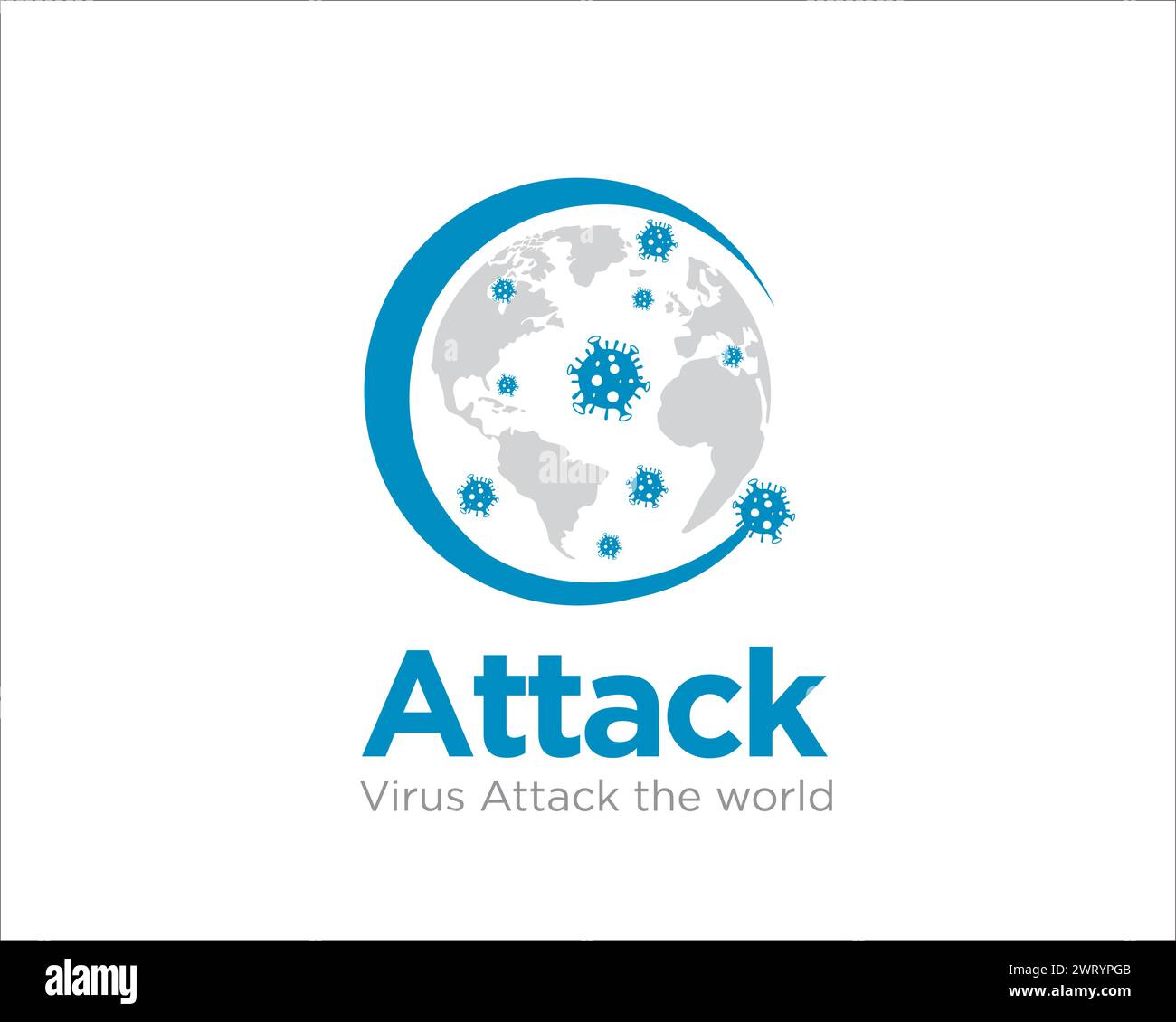virus attaccare il logo mondiale della salute disegni per il servizio medico nel mondo Illustrazione Vettoriale