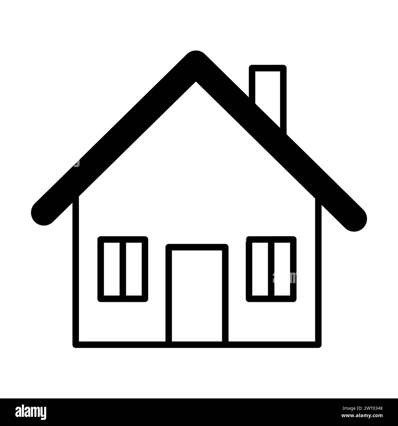 icona della casa vettoriale nera su sfondo bianco Illustrazione Vettoriale