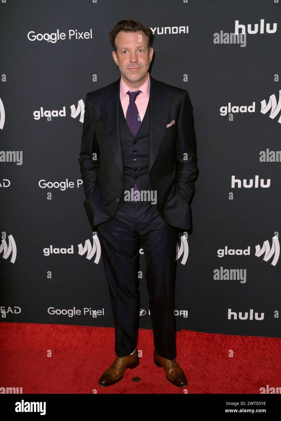 Los Angeles, Stati Uniti. 14 marzo 2024. LOS ANGELES, STATI UNITI. 14 marzo 2024: Jason Sudeikis al 35° GLAAD Media Awards annuale al Beverly Hilton. Crediti fotografici: Paul Smith/Alamy Live News Foto Stock