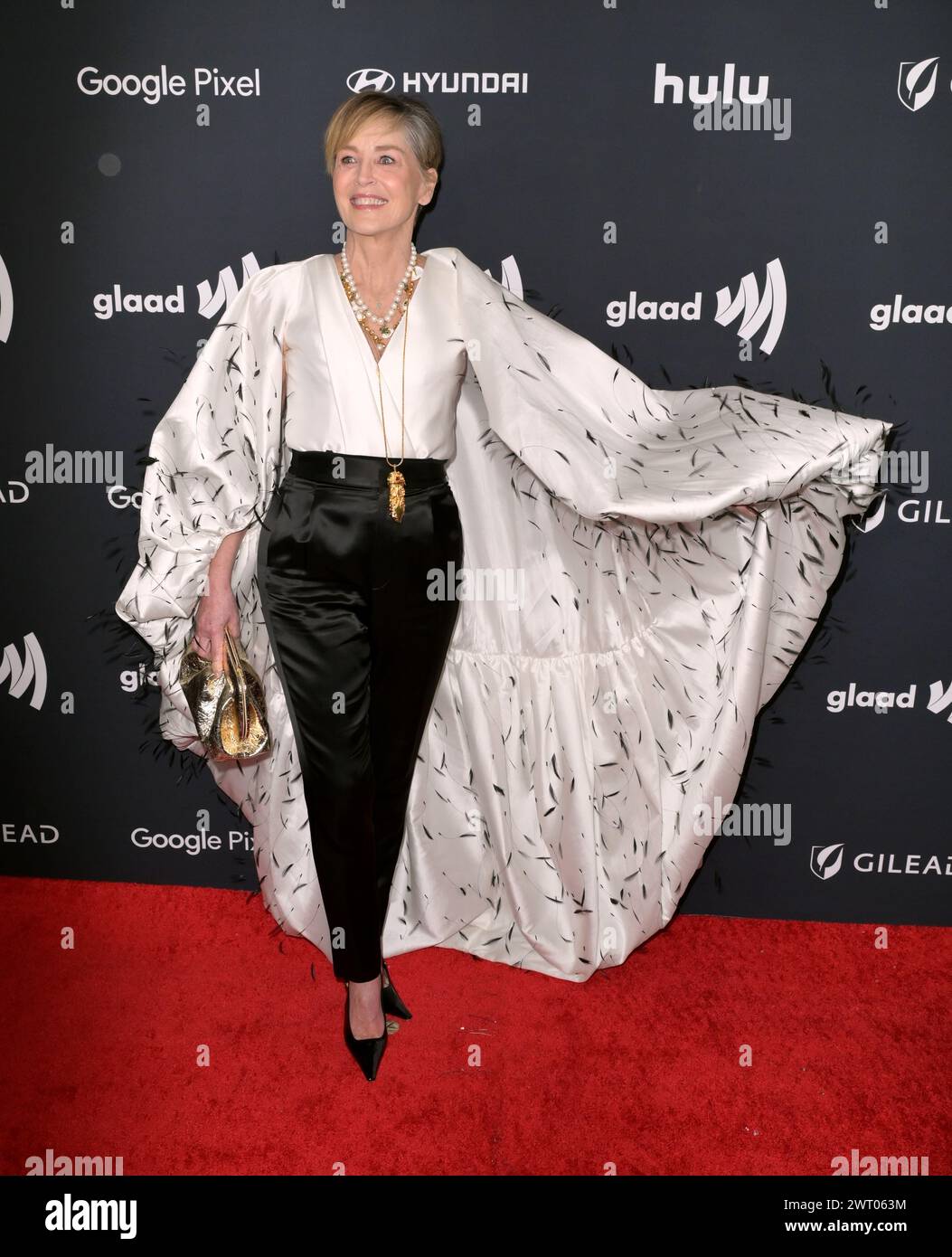 Los Angeles, Stati Uniti. 14 marzo 2024. LOS ANGELES, STATI UNITI. 14 marzo 2024: Sharon Stone al 35° Annual GLAAD Media Awards al Beverly Hilton. Crediti fotografici: Paul Smith/Alamy Live News Foto Stock