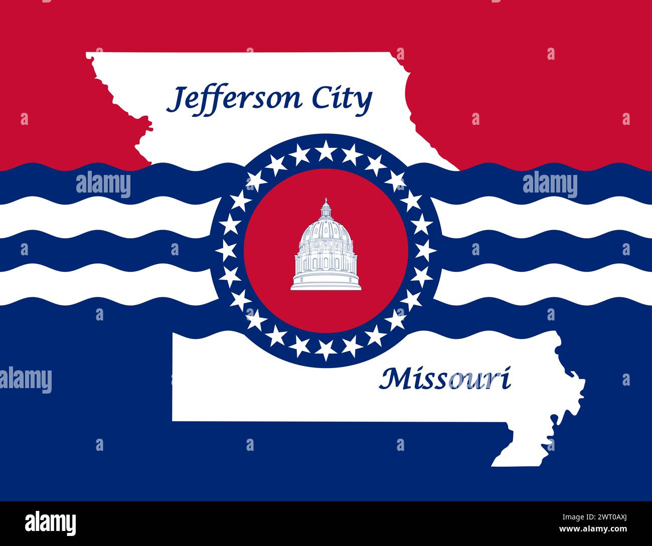 Bandiera della città di Jefferson City - Missouri Foto Stock