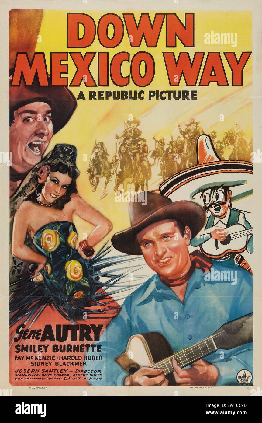 Down Mexico Way (Repubblica, 1941) feat Gene Autry, Smiley Burnette - vecchio poster cinematografico Foto Stock