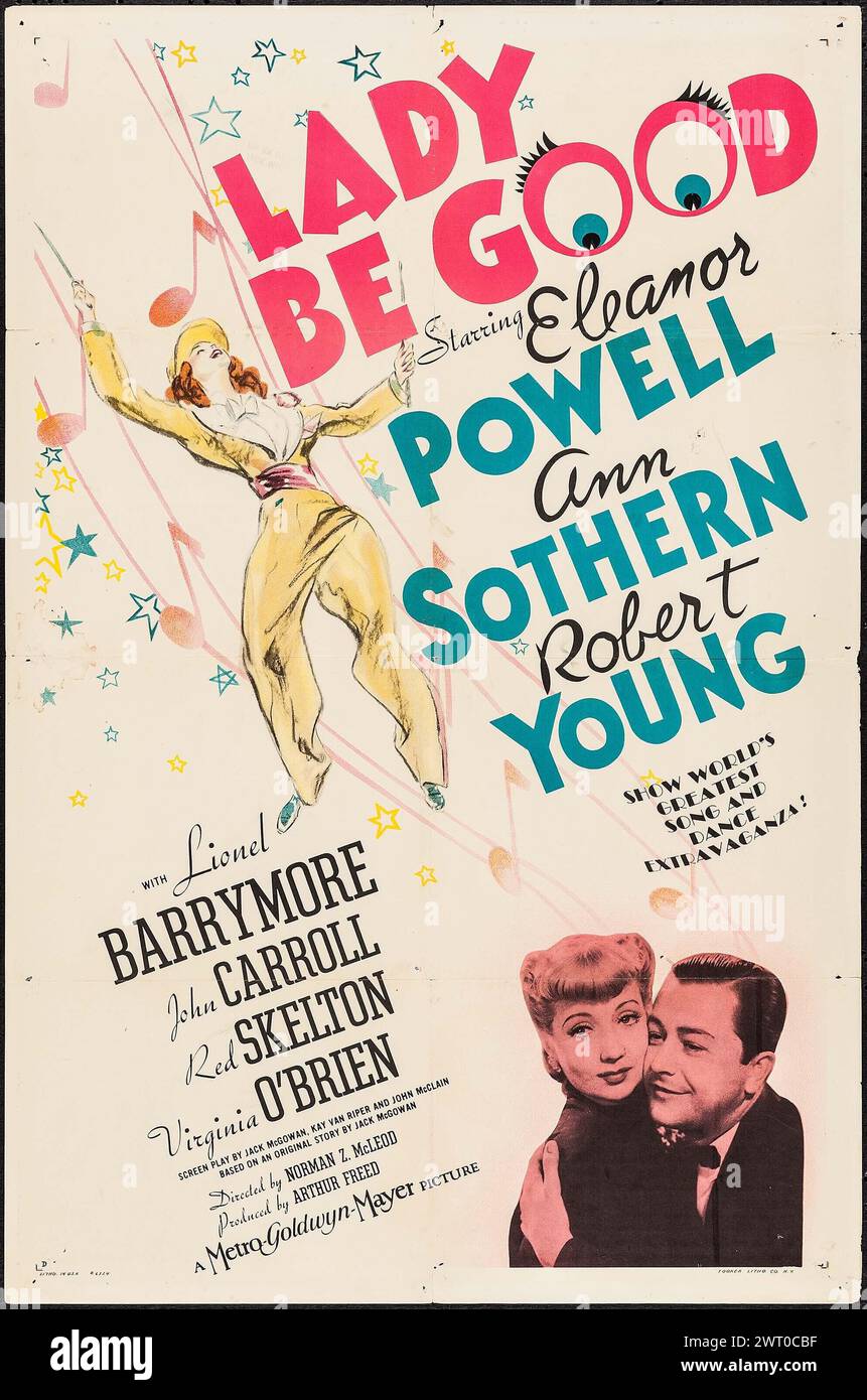 Poster di film d'epoca - MGM 1941 - Lady Be Good. Eleanor Powell, Ann Sothern e Robert Young Foto Stock