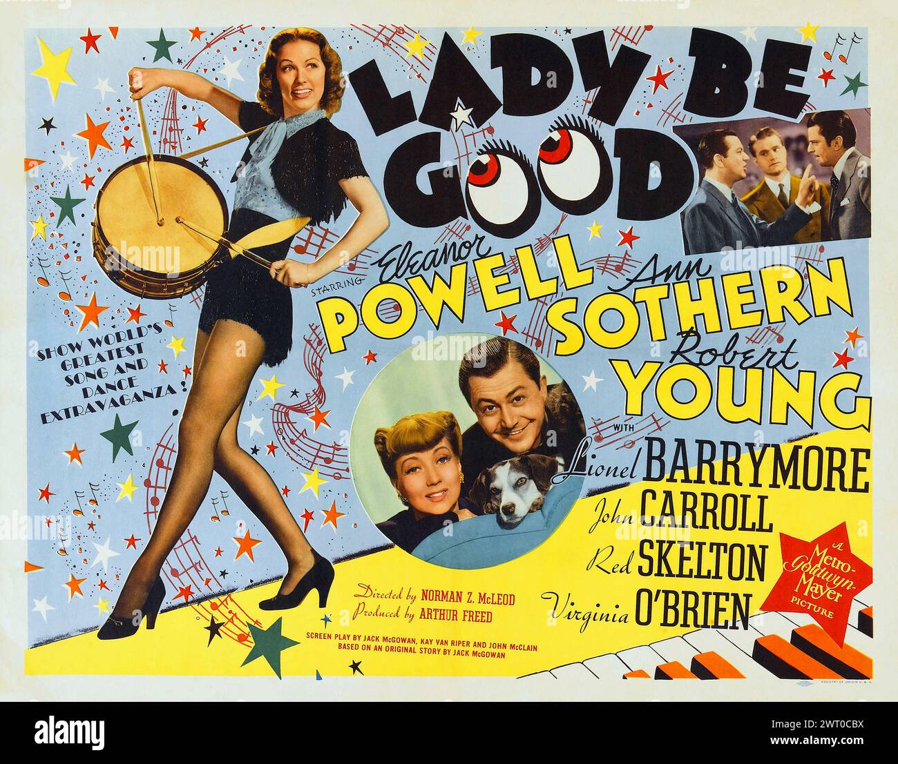 Poster cinematografico vintage per il film MGM del 1941 Lady Be Good - Eleanor Powell, Ann Sothern, Robert Young Foto Stock