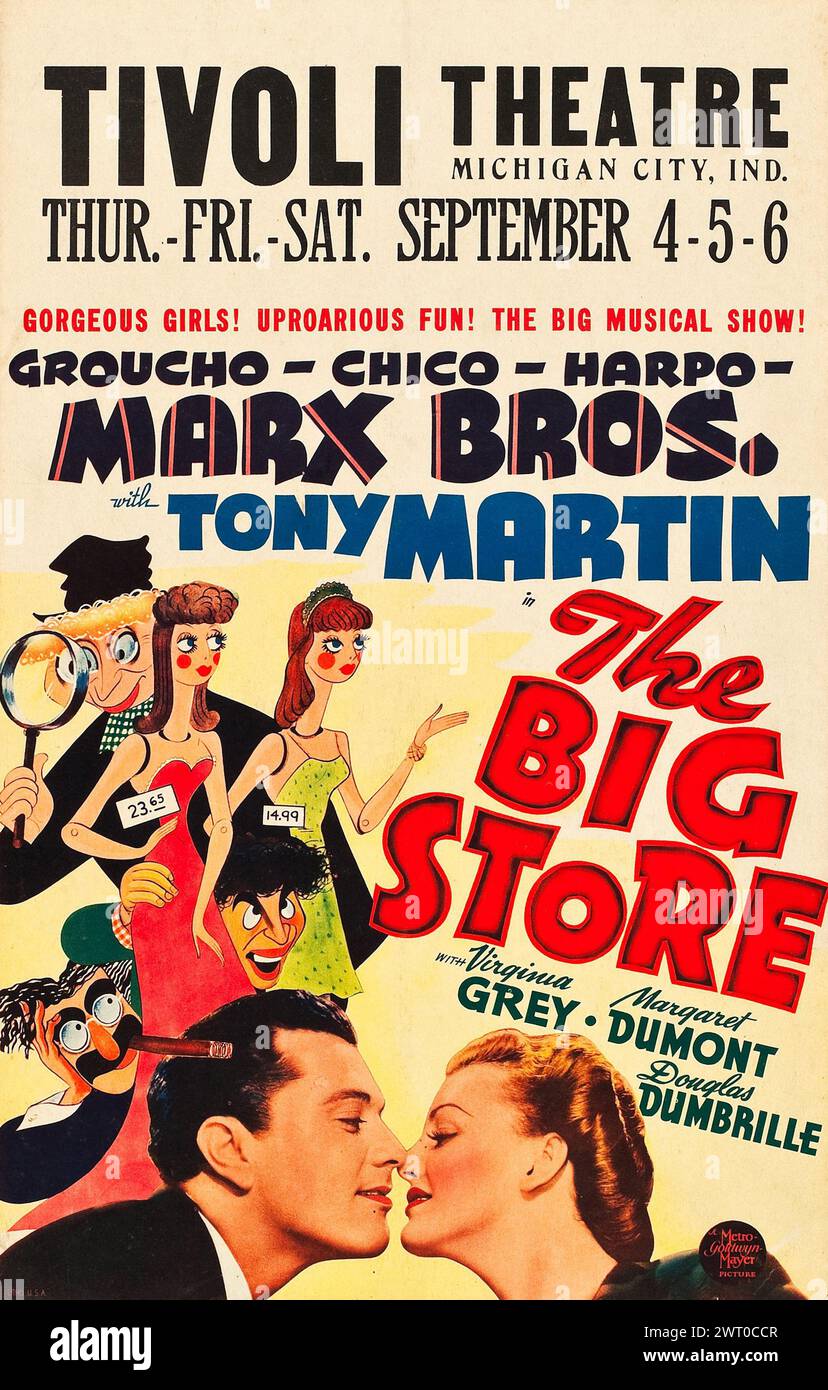 Marx Brothers - The Big Store (MGM, 1941). Groucho, Chico, Harpo - scheda finestra - poster pellicola Foto Stock