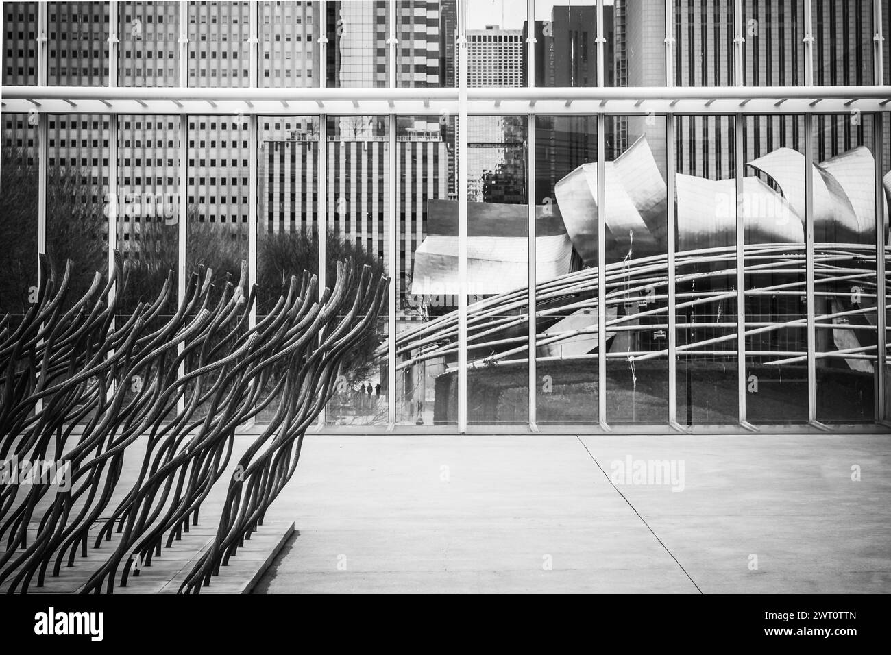 Millenium Park, visto dall'Art Institute di Chicago, febbraio Foto Stock