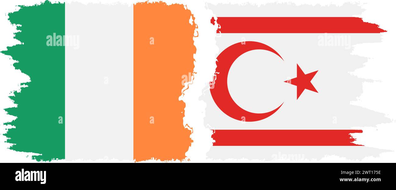 La Repubblica turca di Cipro del Nord e l'Irlanda grunge bandiere connessione, vettore Illustrazione Vettoriale