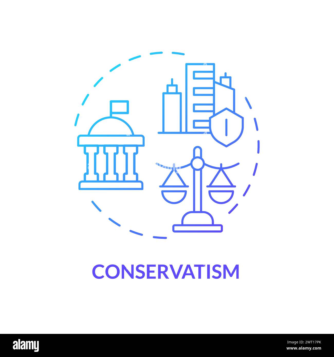 Icona del concetto di gradiente blu ideologico conservatorismo Illustrazione Vettoriale