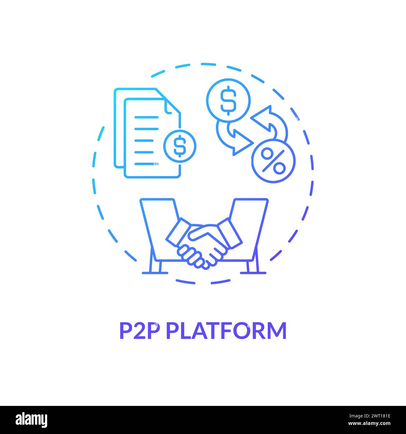 Icona di concetto gradiente blu piattaforma P2P Illustrazione Vettoriale