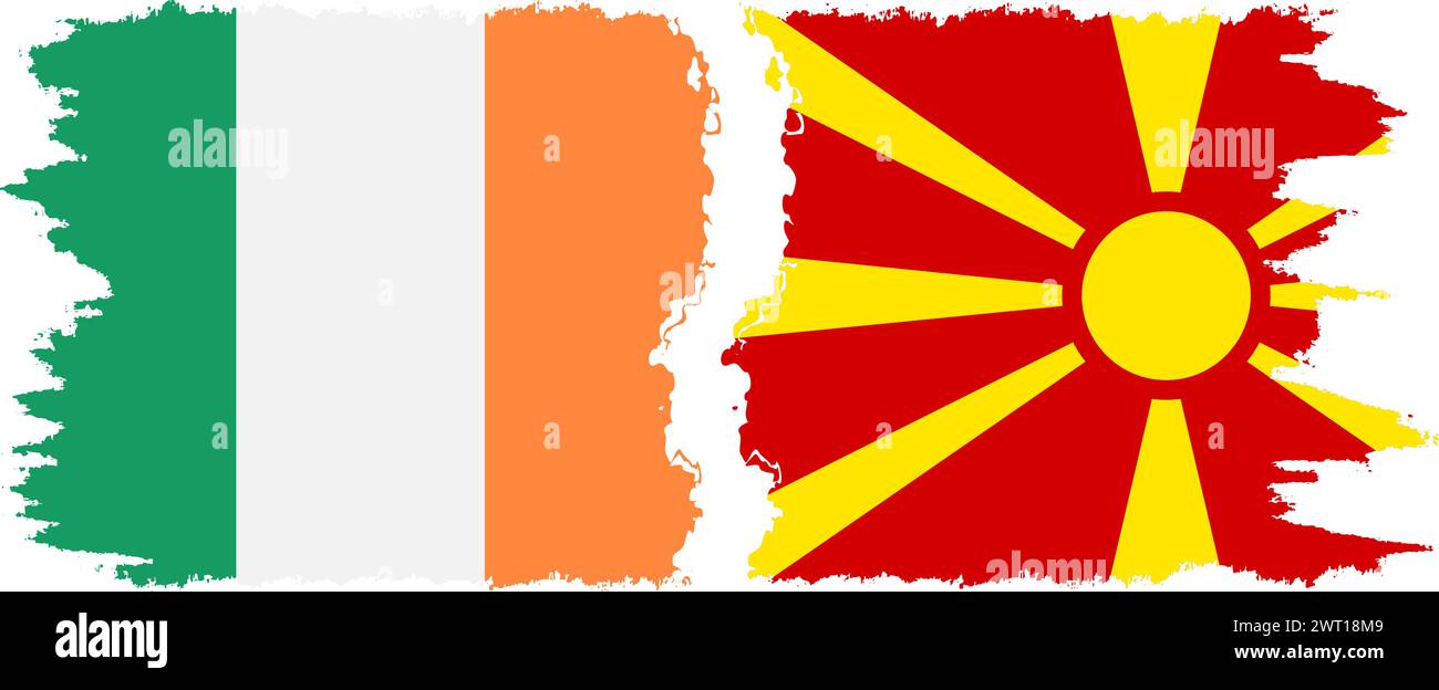La Macedonia del Nord e l'Irlanda grunge bandiere connessione, vettore Illustrazione Vettoriale