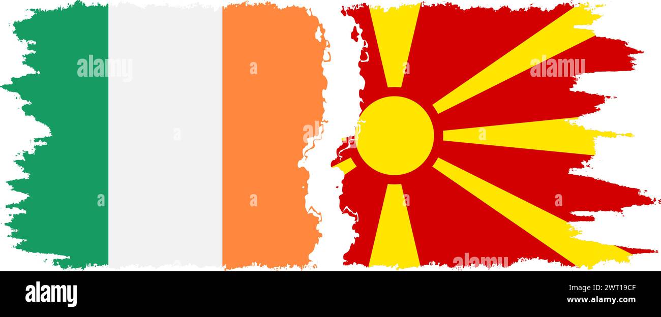 La Macedonia del Nord e l'Irlanda grunge bandiere connessione, vettore Illustrazione Vettoriale
