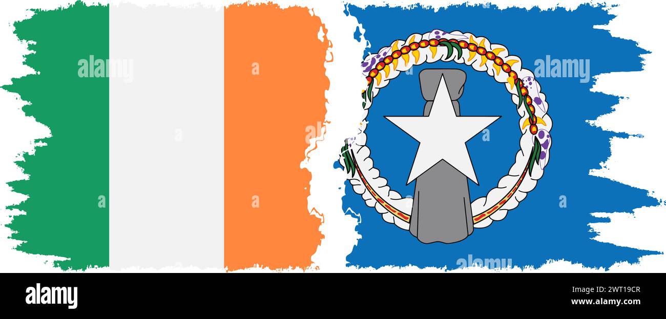 Isole Marianne Settentrionali e Irlanda grunge flag Connection, vettore Illustrazione Vettoriale