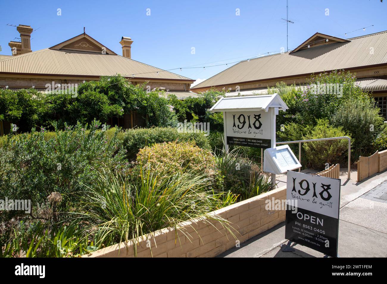 Tanunda, cittadina nella Barossa Valley e 1918 bistro e ristorante grill, Australia meridionale,2024 Foto Stock