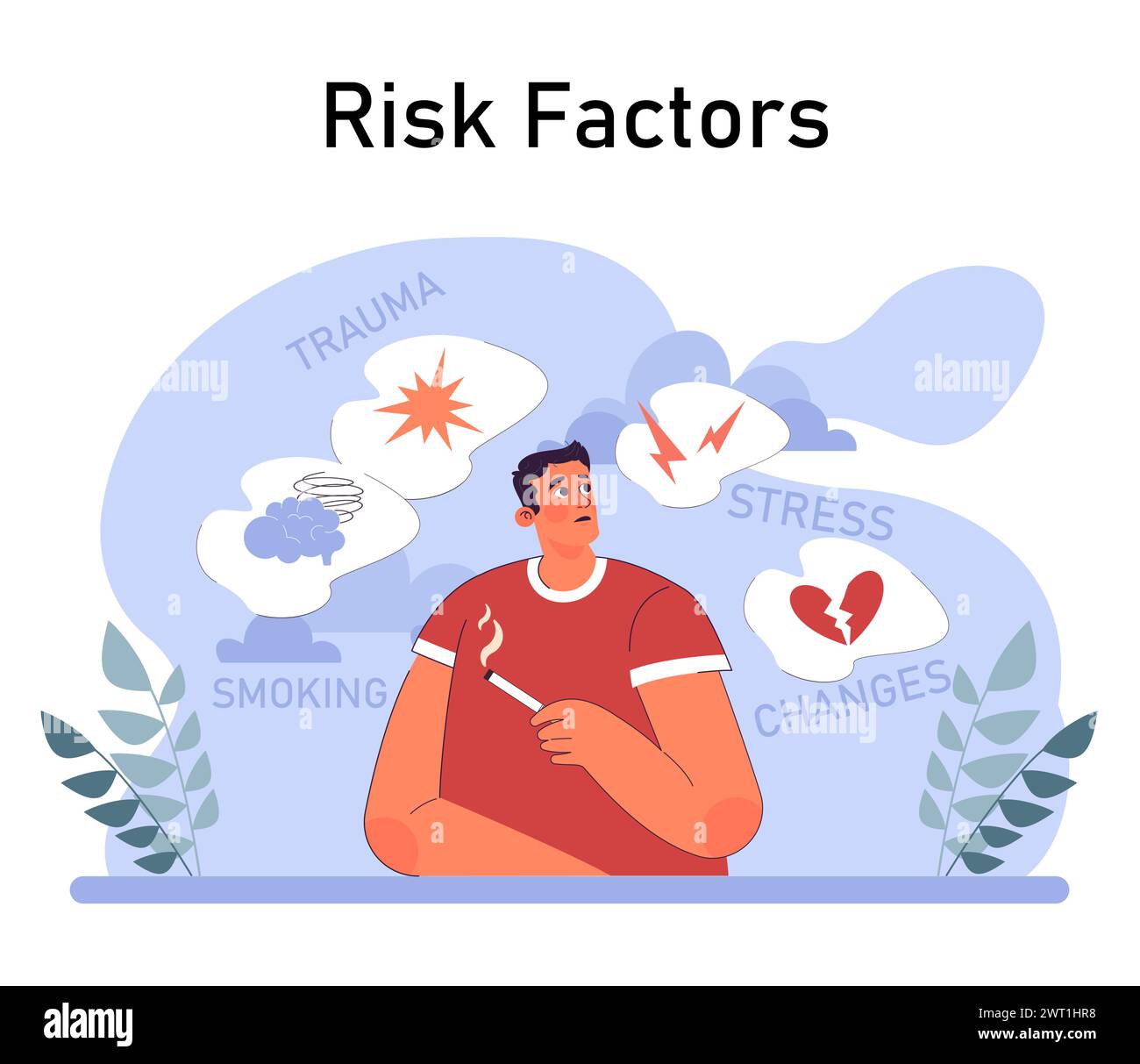 Attacco di panico. Disturbo di salute mentale. Fobia, frustrazione e sollecitazione costante. Psicoterapia e idea di supporto emotivo. Illustrazione vettoriale piatta Illustrazione Vettoriale