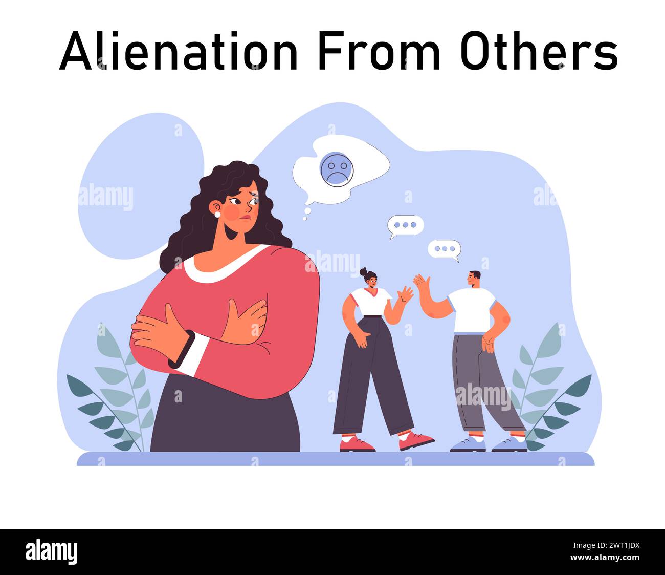 Disturbo da stress post traumatico. Personaggio femminile che soffre di disturbi mentali, che si occupa di disperazione, paura e dolore. Ansia e depressione. Illustrazione vettoriale piatta Illustrazione Vettoriale