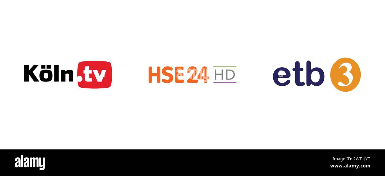HSE24 HD, ETB 3 , KOLN TV. Collezione di logo del marchio vettoriale. Illustrazione Vettoriale