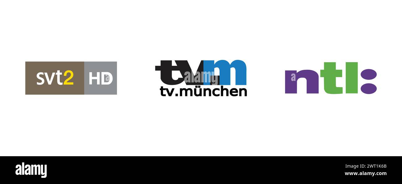 TV MUNCHEN, NTL, SVT 2 HD. Collezione di logo del marchio vettoriale. Illustrazione Vettoriale