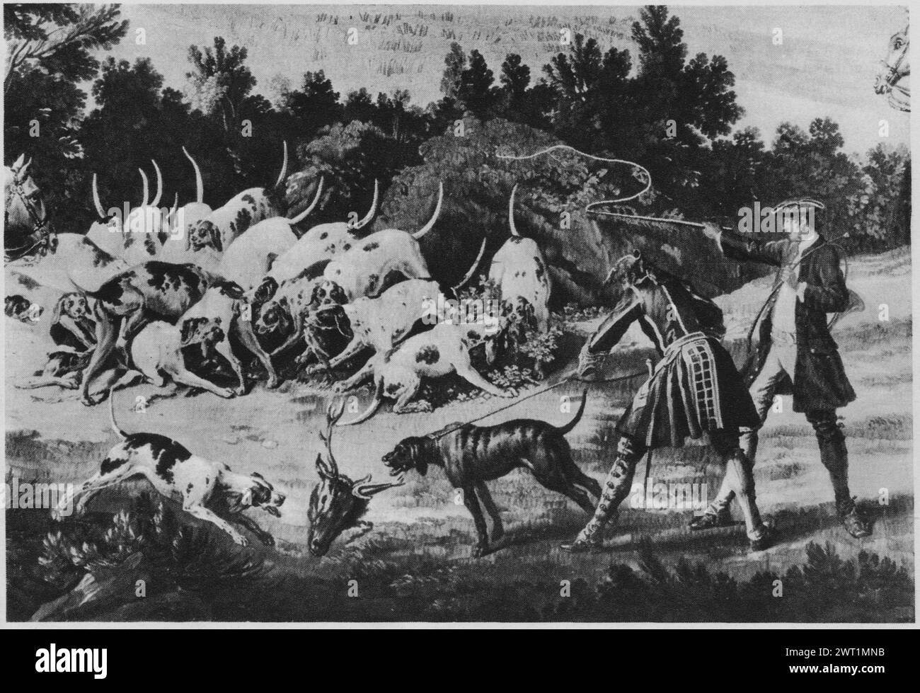 La cava. Oudry, Jean-Baptiste (francese, 1686-1755) (autore di design e creatore di cartoni animati) [pittore] Monmerqué, Mathieu (francese, bef.1725-d.1749) (laboratorio) [tessitore] Cozette, Pierre-Francois (francese, b.1714-d.1801) (laboratorio) [tessitore] 1745-1750 arazzo dimensioni: H 4,30 x W 6,70 m arazzi materiali/tecniche: Sconosciuto Cultura: Francese: Francese tessitura: Parigi: Storia della tessitura: 1750. Château de Compiègne (fino a ca. 1900). Garde-meuble (entro il 1900). Francia, Parigi, Parigi, Garde-meuble. Iscrizioni: Firma tessuta nel campo inferiore: J B, Oudry / 1744 (non visibile nella foto) nel Foto Stock