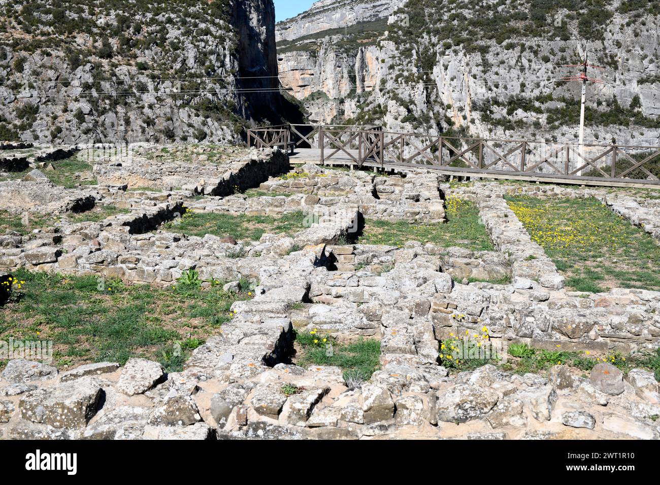 Casa romana (Domus) di Liedena, II-IV secolo. In fondo a Foz de Lumbier. Comunidad Foral de Navarra, Spagna. Foto Stock