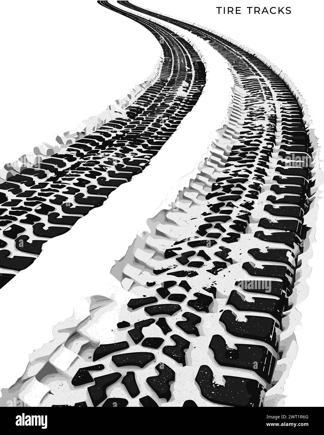 Illustrazione vettoriale delle tracce degli pneumatici isolata su sfondo bianco Illustrazione Vettoriale