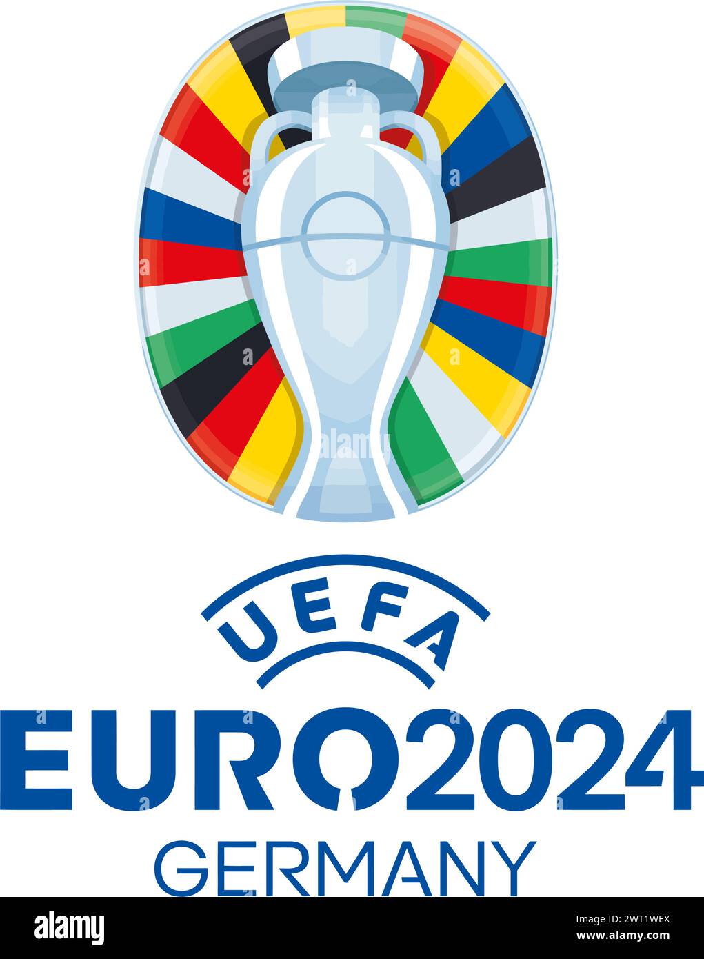 Charkiv, Ucraina - 5 agosto 2023. Logo vettoriale UEFA Euro 2024. Torneo europeo di calcio 2024 in Germania Illustrazione Vettoriale