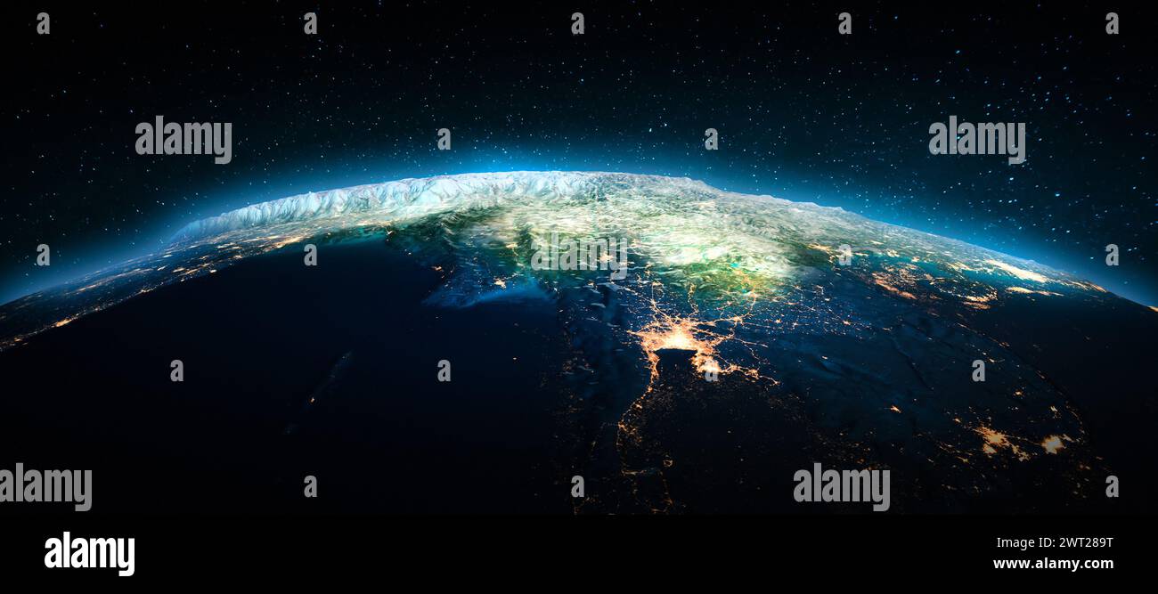 Thailandia dallo spazio. Elementi di questa immagine forniti dalla NASA. rendering 3d. Foto Stock
