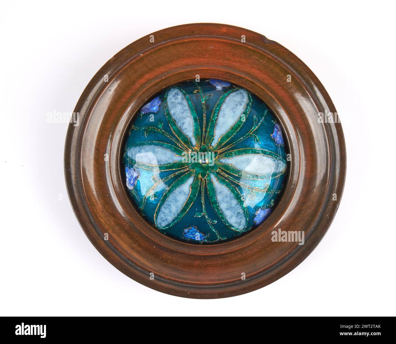 Placca con cornice bluebell in smalto antico inglese degli anni '1900. Foto Stock