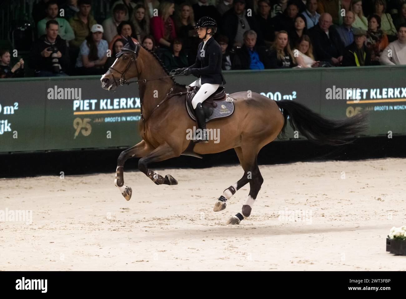 Denbosch, Paesi Bassi - 10 marzo 2024. Tani Joosten dei Paesi Bassi e in sella a Galdal me gareggia nel Rolex Grand Prix di 1,60 m al Rolex 2024 Foto Stock