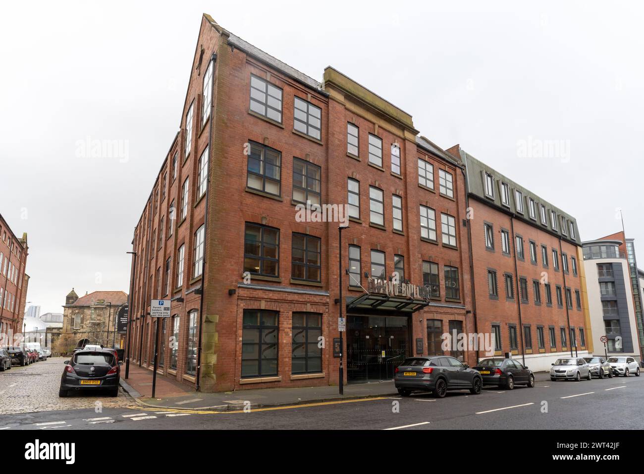 Edificio di Lugano al 57 di Melbourne Street in città, ex sede di musica Riverside Newcastle a Newcastle upon Tyne, Regno Unito Foto Stock