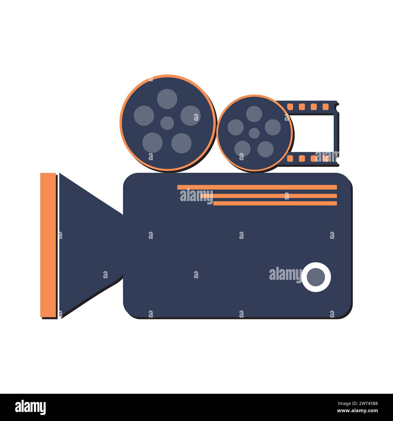 Icona del treppiede della fotocamera e videocamera su un treppiede. Creazione di una singola icona di un filmato in stile monocromatico simbolo vettoriale immagine Web. Illustrazione Vettoriale