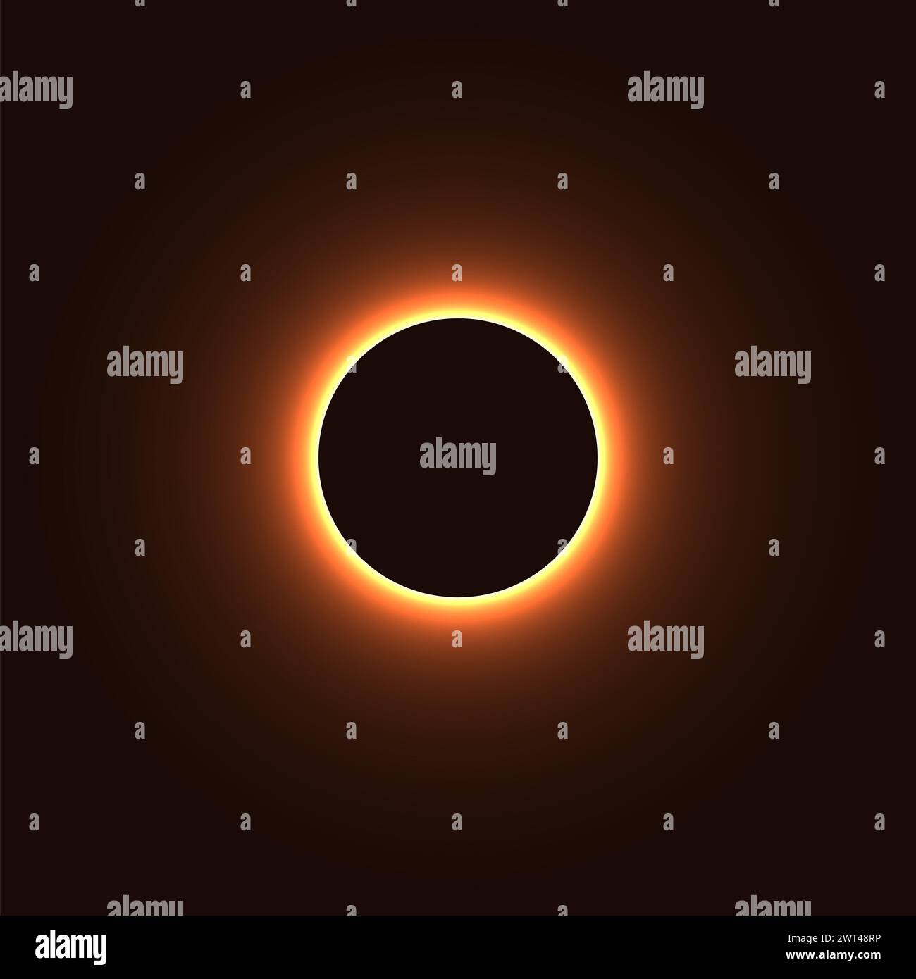 Eclissi solare totale. Illustrazione di un fenomeno naturale, dove la Luna oscura il Sole. Le eclissi sono state interpretate come presagi e presenze. Foto Stock