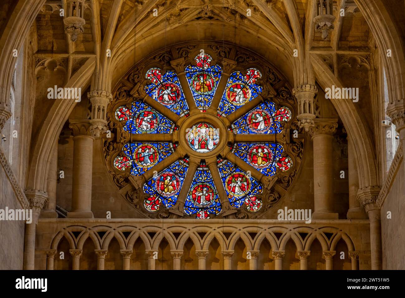 Vetrate colorate, la Cattedrale, il Christ Church College, Oxford, Inghilterra Foto Stock