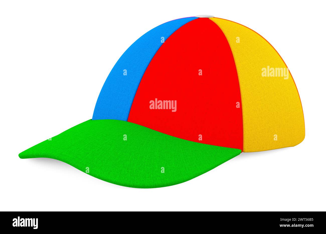 Cappellino da baseball multicolore. Rendering 3D isolato su sfondo bianco Foto Stock