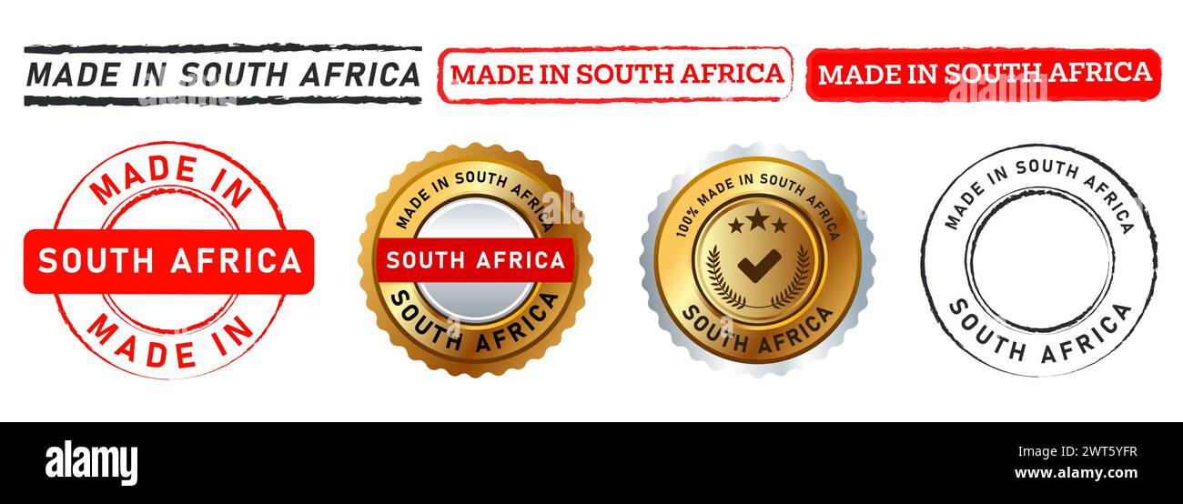 made in south africa timbro sigillo badge etichetta adesivo marchio prodotto industria manifatturiera Illustrazione Vettoriale