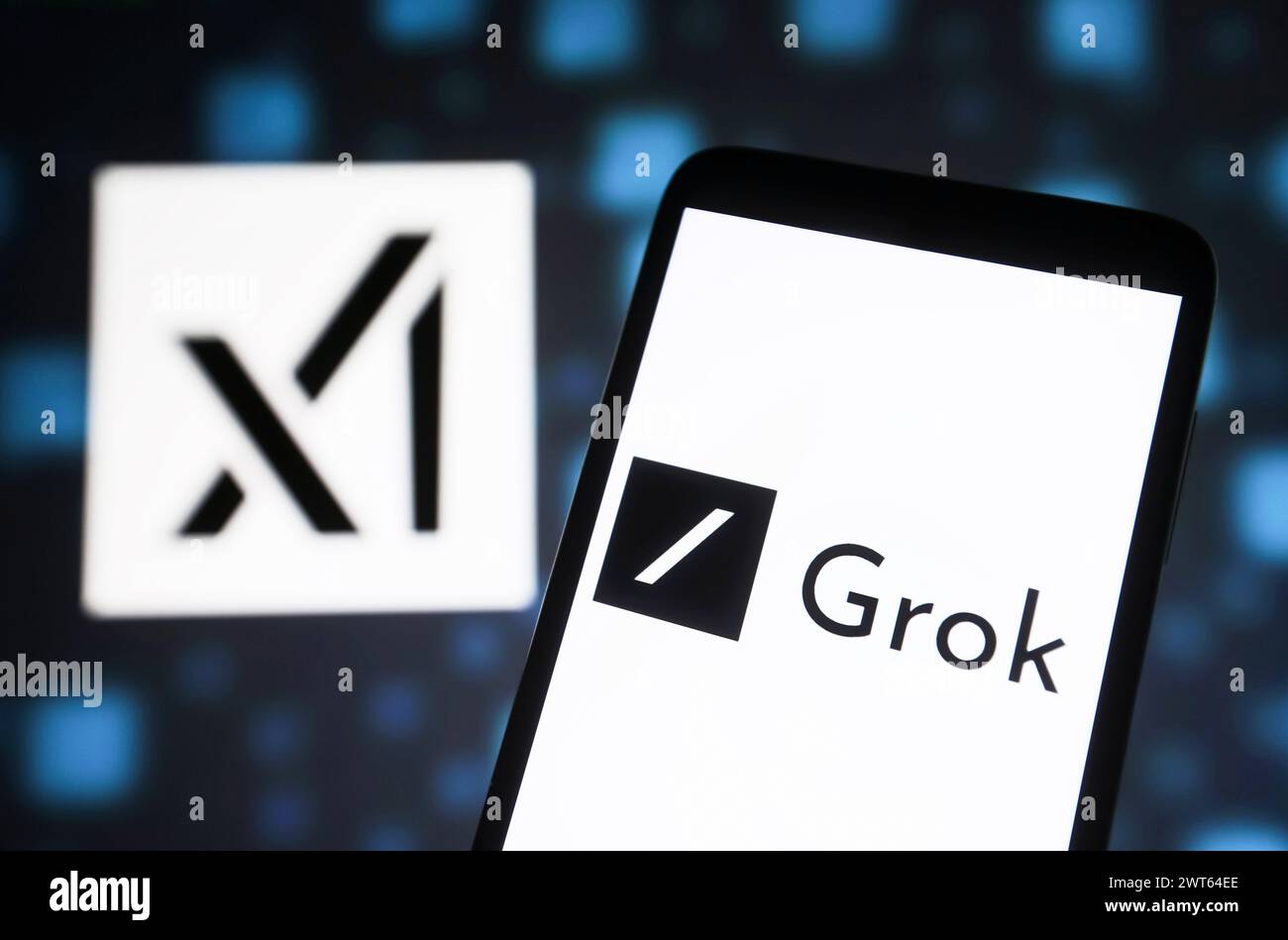 Ucraina. 16 marzo 2024. In questa immagine, il logo Xai Grok è visibile sullo schermo di uno smartphone. Grok è un chatbot di intelligenza artificiale generativo sviluppato da Xai. Credito: SOPA Images Limited/Alamy Live News Foto Stock